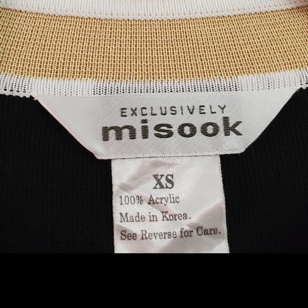 Exclusively Misook Cardigan XS Black Open Front Knit Acrylic Classic Pockets - Picture 5 of 10